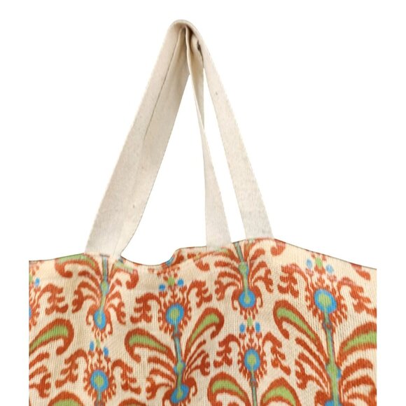Jute Burlap Tote Floral Design Multi-Color Eco Friendly Reusable Shopping Bag - Picture 9 of 14